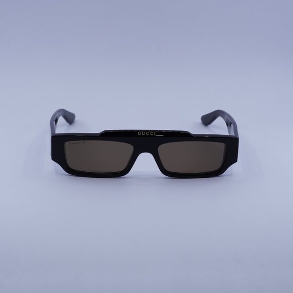 Gucci GG1592S 005 Sunglasses Black Rectangle Frame, Brown Polarized Lenses - Picture 4 of 10